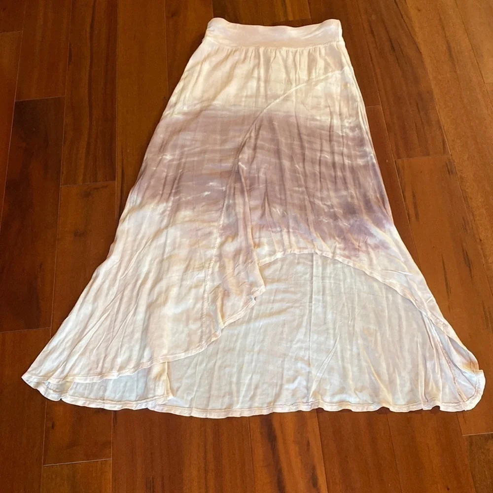 XCVI asymmetrical hem cream ombré tie die skirt
